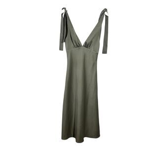 BHLDN Dress Women 2 Sage Green Ribbon Shoulder Tie Wedding Party Bridesmaid
